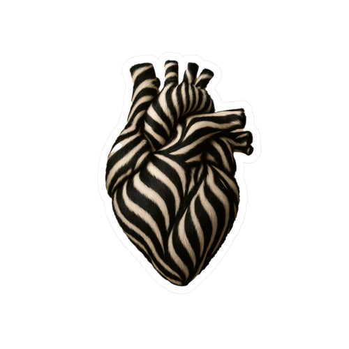 Stilvoller Vinyl-Aufkleber – Künstlerisches Zebra-Herz für Laptop, Journal, Scrapbooking, Deko & Geschenke