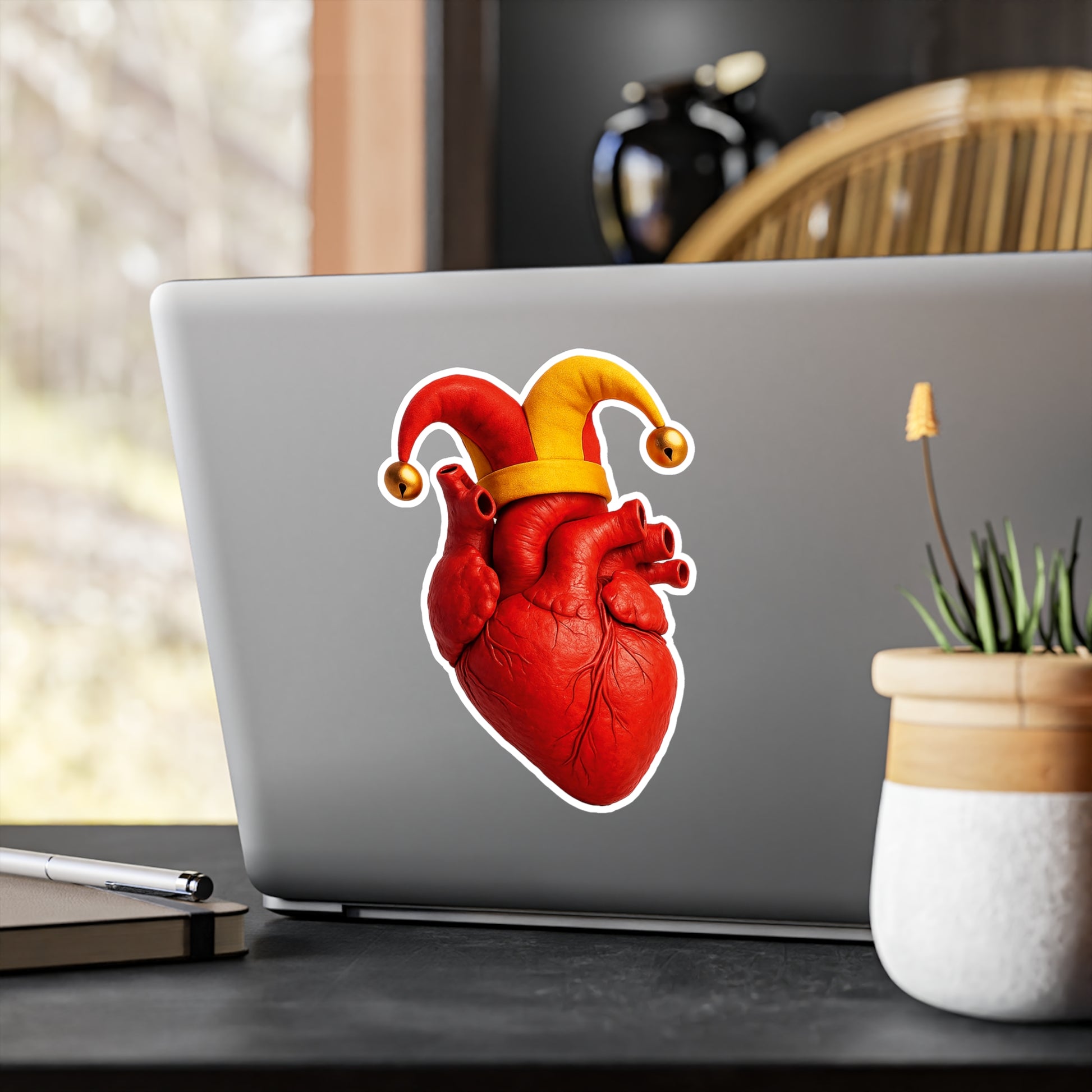 Stilvoller Vinyl-Aufkleber – Künstlerischer Herz-Kasper für Laptop, Journal, Scrapbooking, Deko & Geschenke