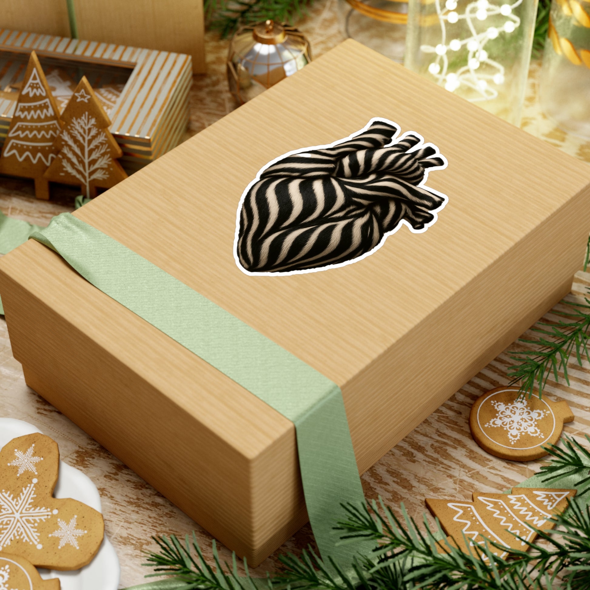 Stilvoller Vinyl-Aufkleber – Künstlerisches Zebra-Herz für Laptop, Journal, Scrapbooking, Deko & Geschenke